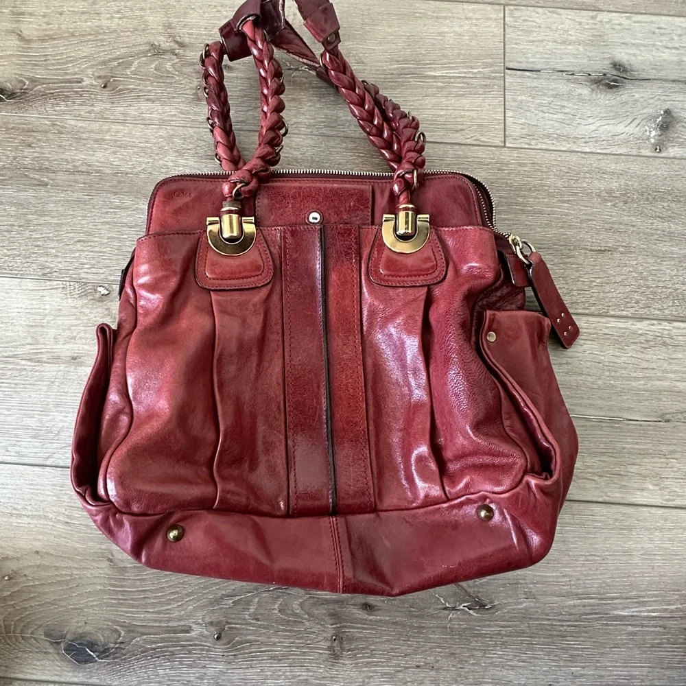 Chloe Deep Red Leather Shoulder Bag